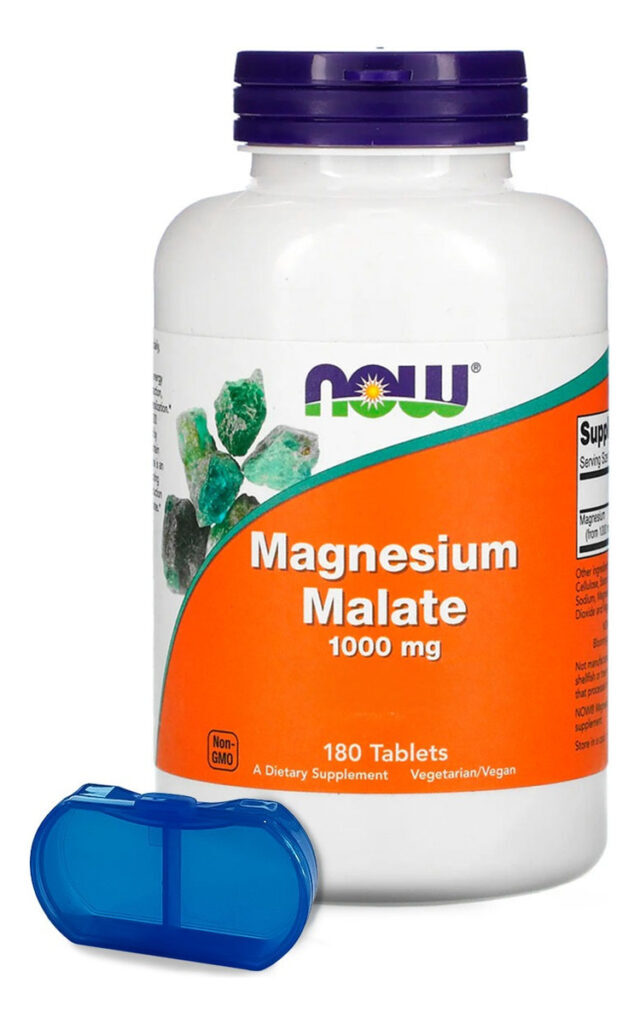 Magnésio Dimalato Malate Now Foods 180tabls + Porta Cápsulas