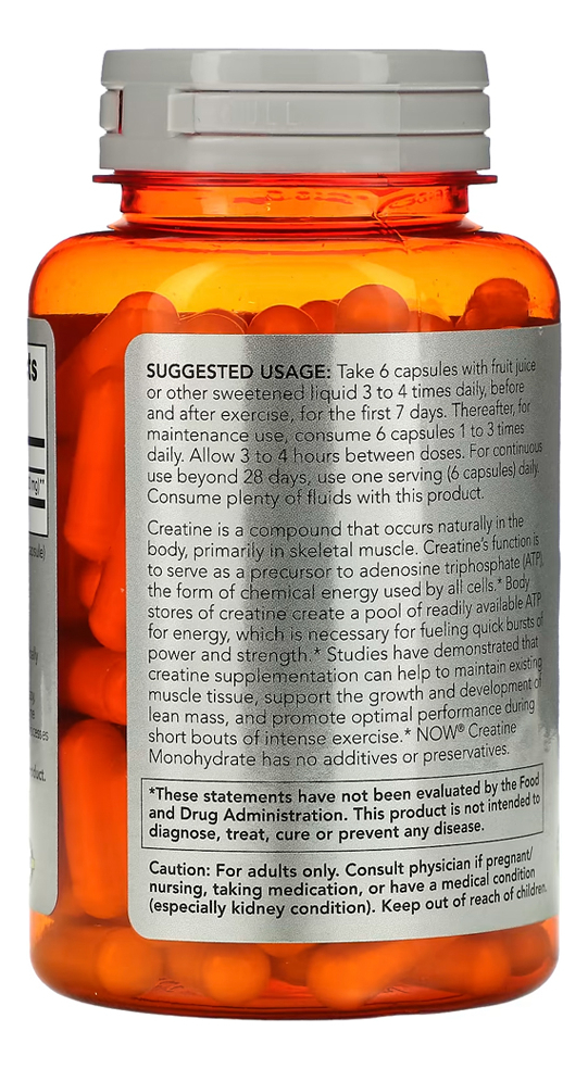 Creatina Monohidratada 750mg 120cáps Importado 4un Now Foods - Imagem 3