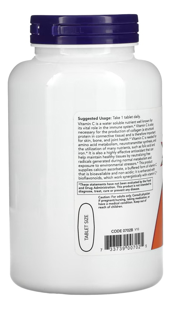 Complexo Vitamina C 1000mg Now Foods 180tab + Porta Cápsulas - Imagem 3