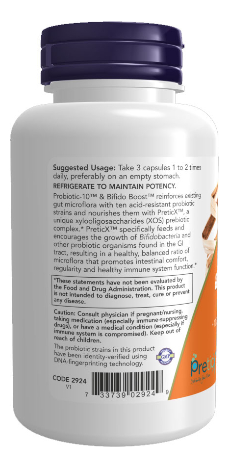 Probiótico 10 25 Bi + Bifido Boost Now Foods 90cap - Imagem 3