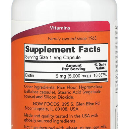 Biotina 5000mcg Now Foods 60 Veg Caps Importado Eua/usa - Imagem 2