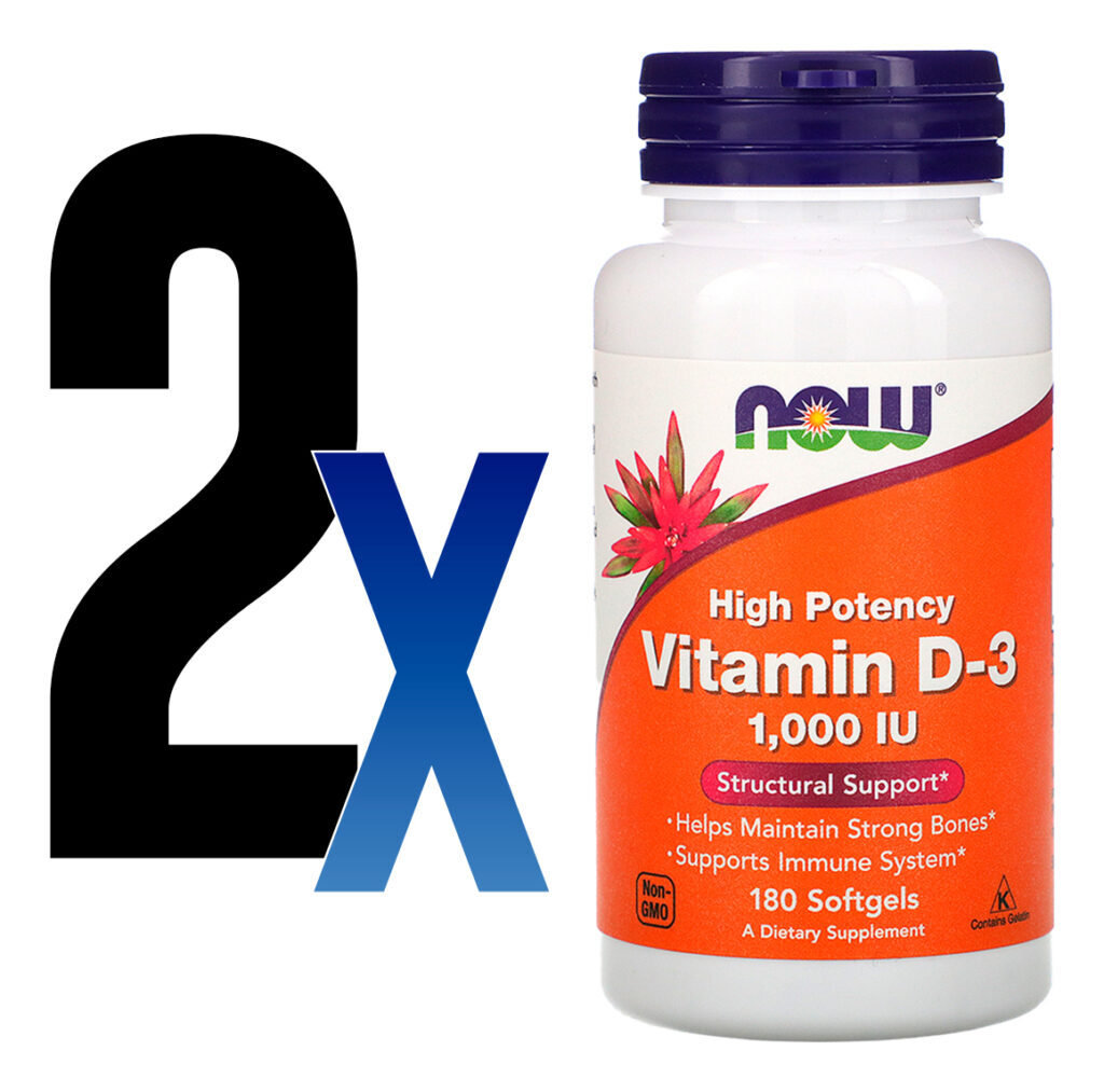 Vitamina D3 1000 Iu Alta Potência Now Foods 180softgls 2un - Imagem 2