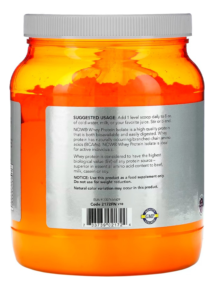 Whey Protein Isolado 544g Sem Sabor Importado 5un Now Foods - Imagem 3