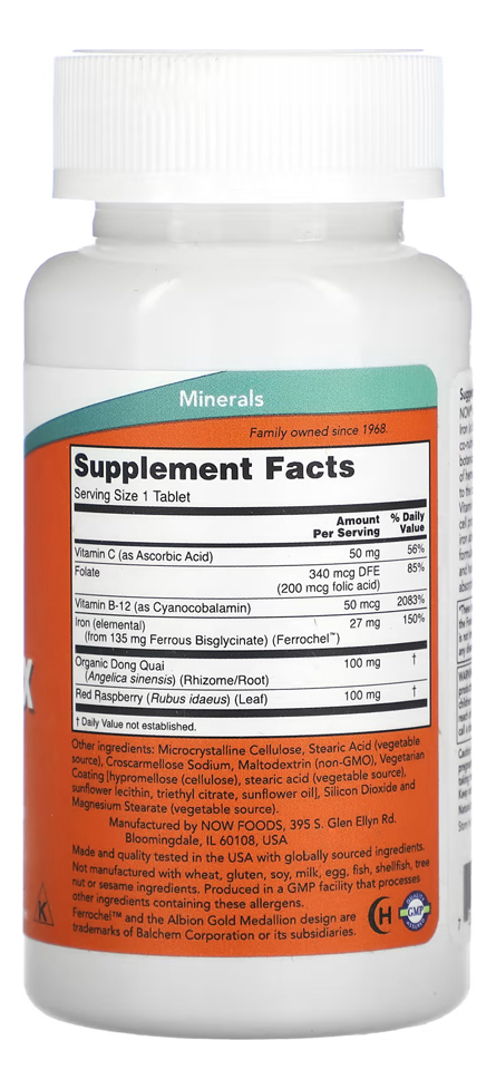 Complexo De Ferro Now Foods Iron 100 Tabls Importado 5un - Imagem 3