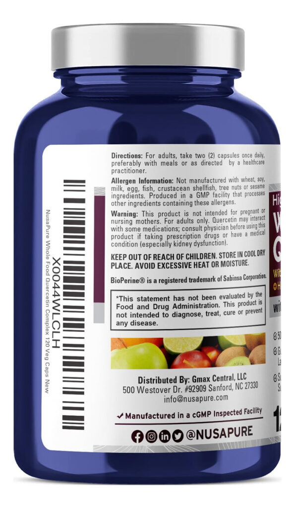 Suplemento De Quercetina Nusapure Com Bromelaína 500 Mg 120 - Imagem 3
