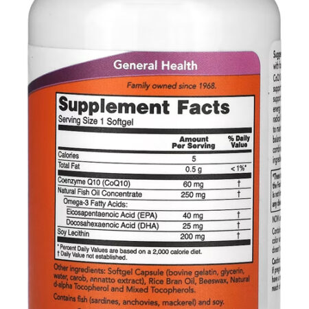 Coenzima Coq10 60mg E Omega-3 Now Foods 60soft Importado - Imagem 2