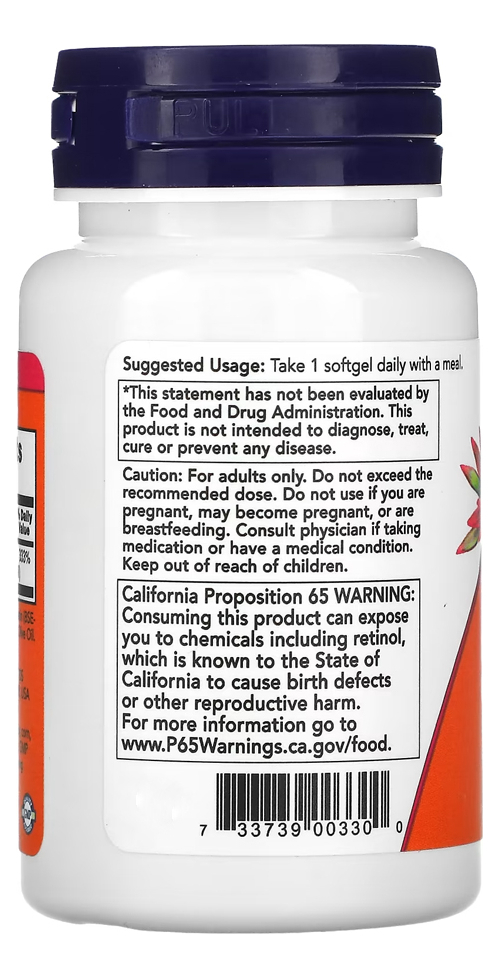 Now Foods Vitamina A 10.000ui 100cap Distribuidor Autorizado - Imagem 3