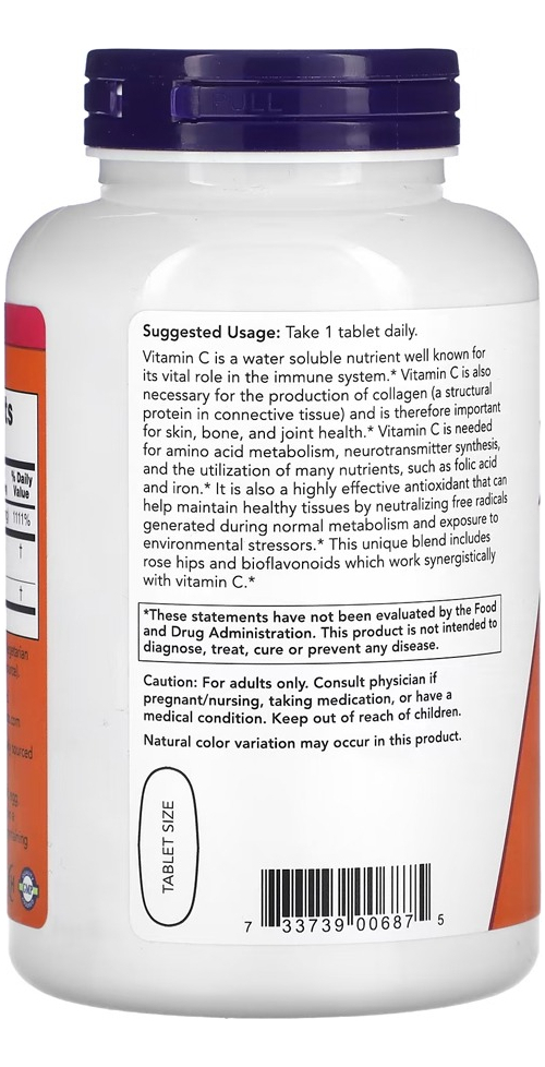 Vitamina C 1000mg E Rosa Mosqueta Now Foods 250tabls - Imagem 3