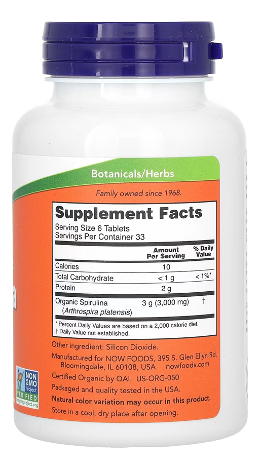 Now Foods Spirulina 500 Mg 200 Tablets Importado - Imagem 2