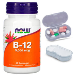 Vitamina B12+ácido Fólico Now Foods 60past + Porta Cápsulas