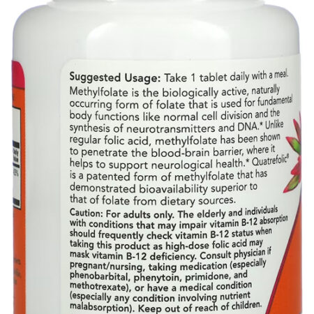 Metilfolato Methyl 1000mcg Now Foods 90 Tablets 5un - Imagem 5