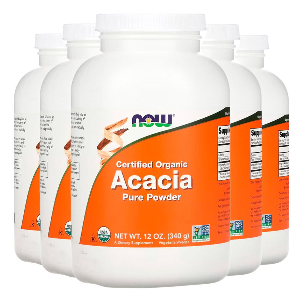 Acácia Pó Orgânico 340g Puro Importado 5un Now Foods
