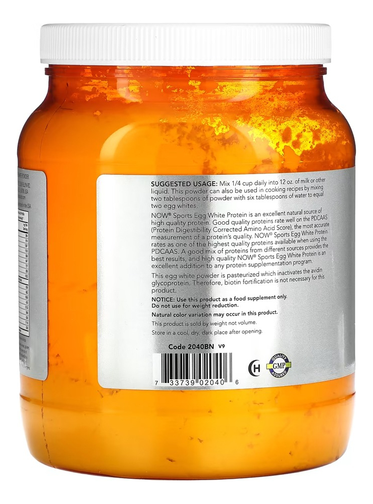 Proteína Clara Ovo 544g Pó Sem Sabor Importado 2un Now Foods - Imagem 4