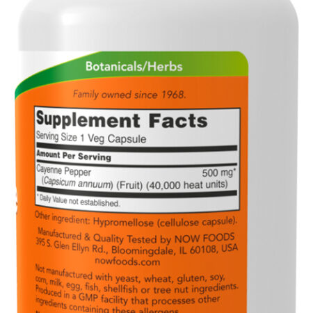 Pimenta Caiena 500mg 100 Caps Importado 5un Now Foods - Imagem 3