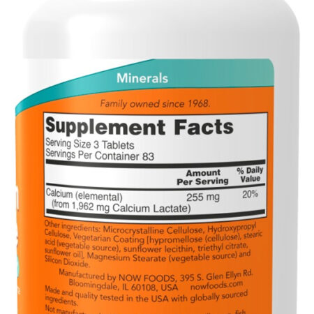 Cálcio Lactado 250 Tablets Importado 2un Now Foods - Imagem 3