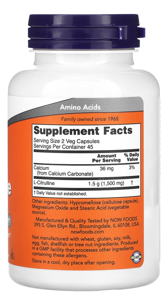 L-citrulina 750mg 90 Veg Caps Importado - Imagem 2