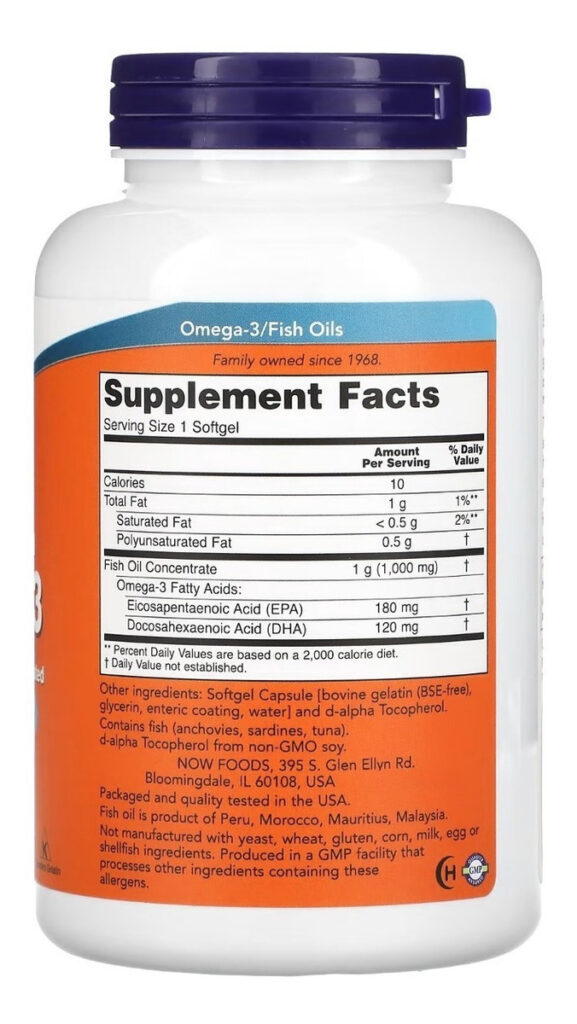 Omega-3 180 Epa/120 Dha Now Foods 180 Cáps Importado Usa - Imagem 2