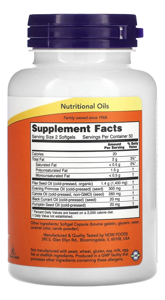 Ômega 3-6-9 1.000mg 100cáps Softgels Importado 5un Now Foods - Imagem 3