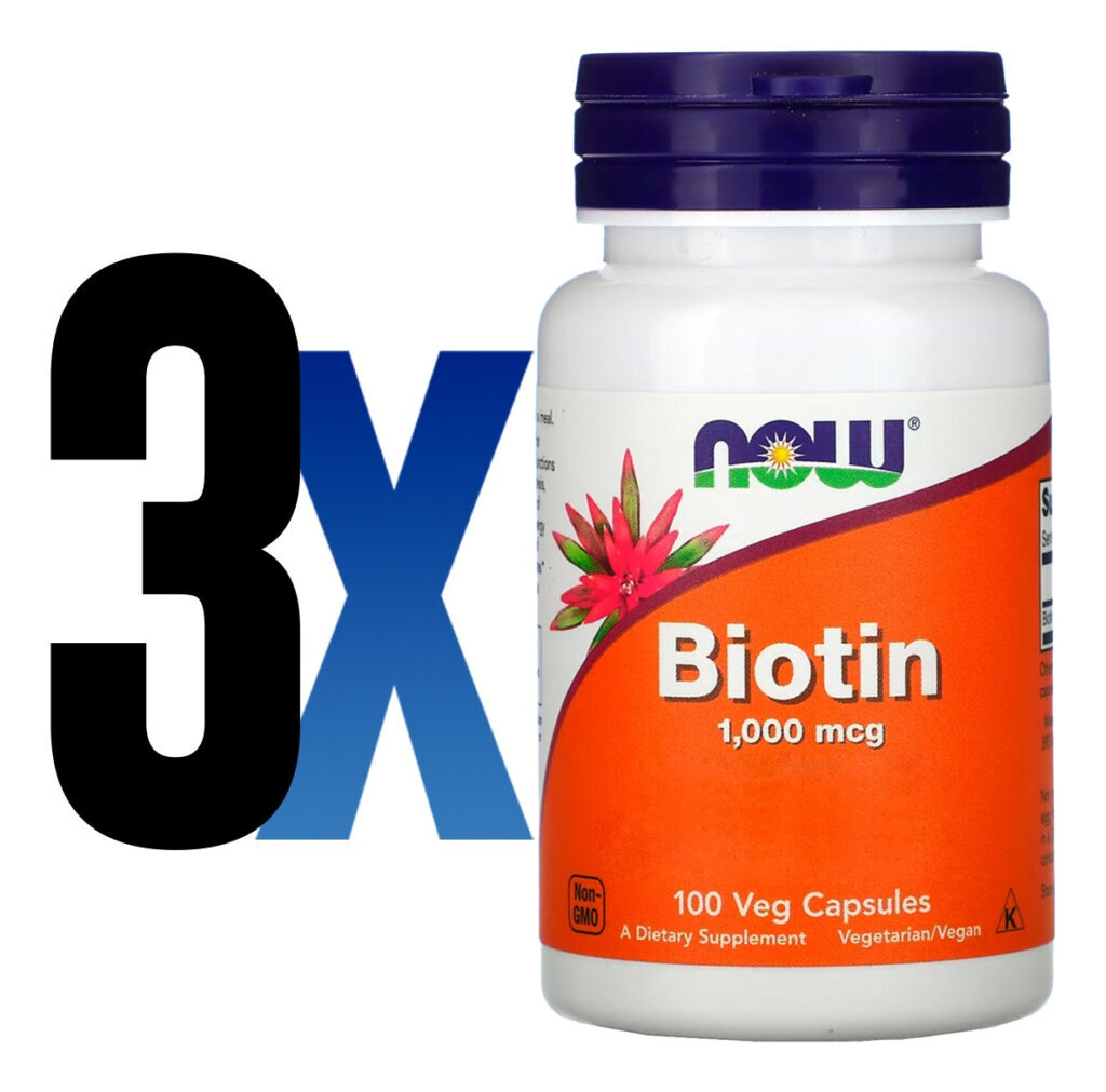 Biotina 1000mcg 100 Veg Cáps Importado 3un Now Foods - Imagem 2
