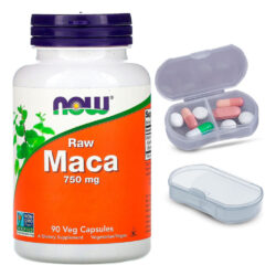 Raw Maca Peruana 750mg Now Foods 90 Caps + Porta Cápsulas
