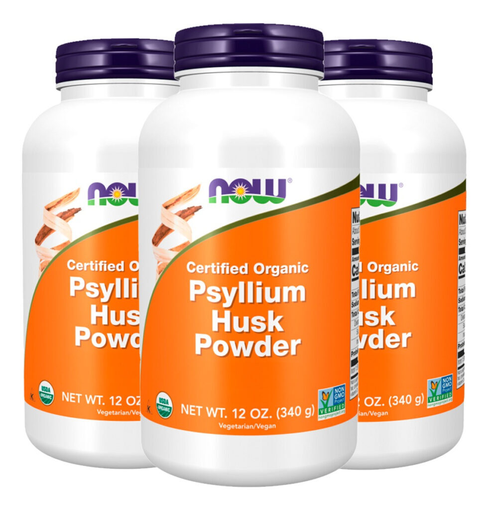 Pó Casca Psyllium 340g Orgânico Importado 3un Now Foods