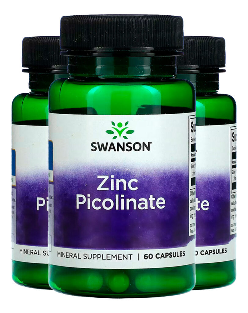 Picolinato De Zinco 22mg Swanson 60 Caps Importado 3un