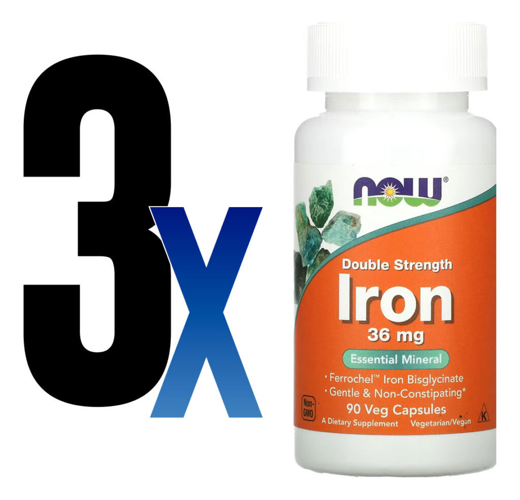 Bisglicinato De Ferro 36mg Now Foods Iron 90 Veg Caps 3un - Imagem 2