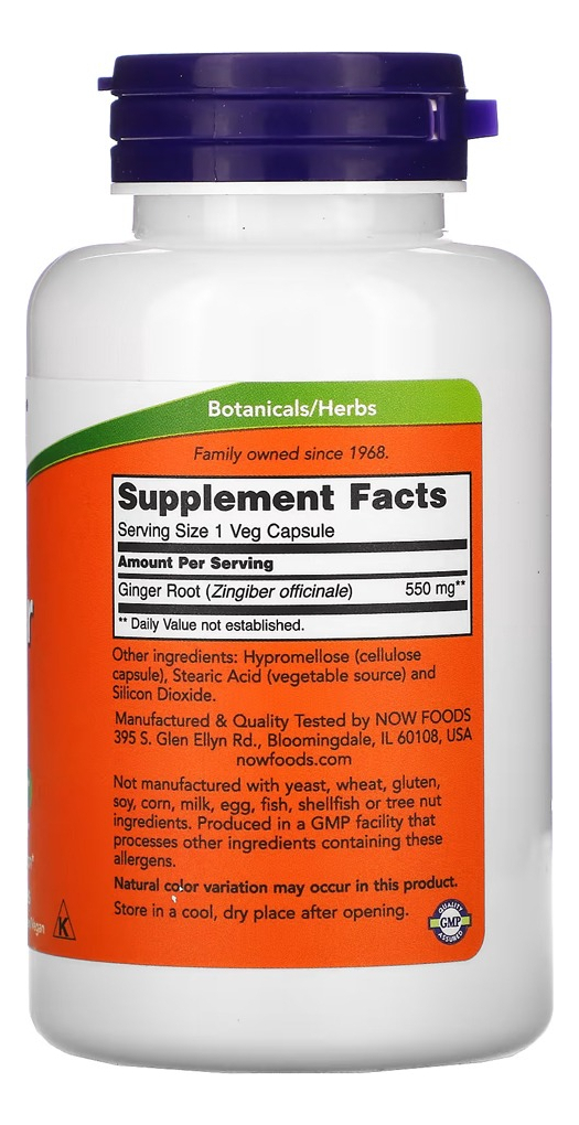 Raiz De Gengibre 550mg Now Foods 100 Caps Importado - Imagem 2
