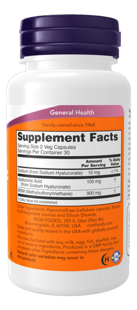 Ácido Hialurônico 50mg Now Foods 60 Cápsulas Importado - Imagem 2