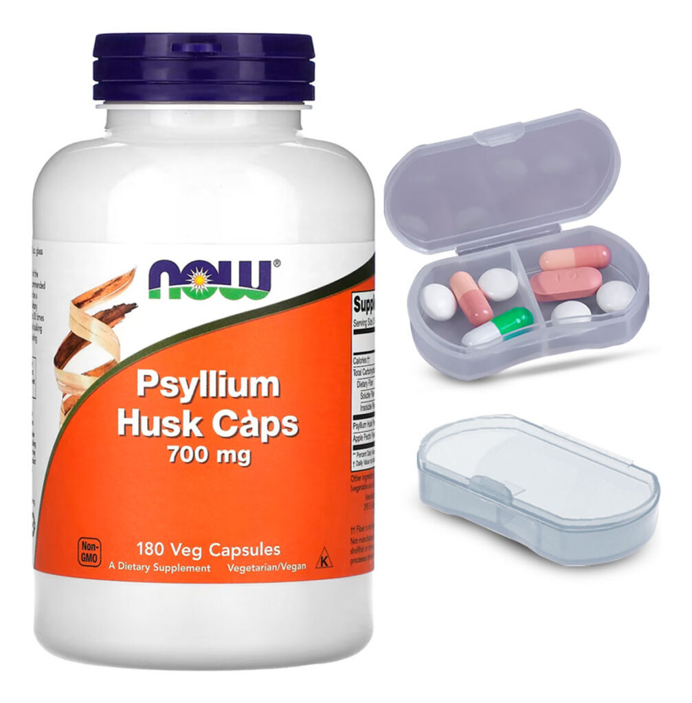 Casca Psyllium + Pectin Now Foods 180cap + Porta Cápsulas