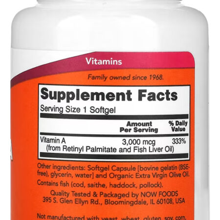 Vitamina A Now Foods 100 Cáps Softgels + Porta Cápsulas - Imagem 2
