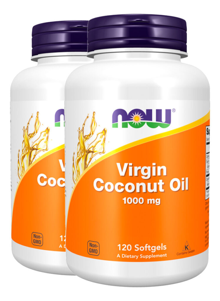 Óleo De Coco Virgem 1000mg 120 Soft Importado 2un Now Foods