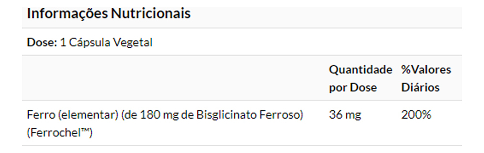 Bisglicinato De Ferro 36mg Now Foods Iron 90 Veg Caps - Imagem 5