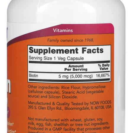 Biotina 5000mcg Now Foods 120veg Caps Importado Eua/usa - Imagem 2