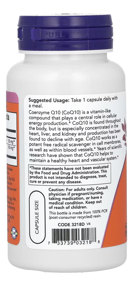 Coenzima Coq10 150mg Now Foods 100 Cápsulas Importado 3un - Imagem 4