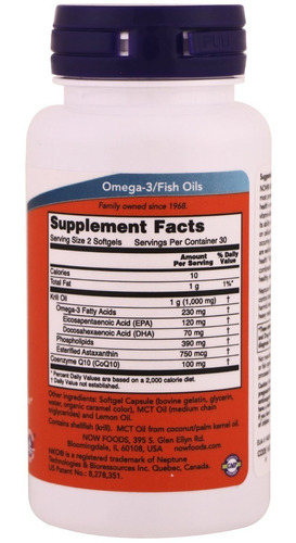 Krill E Coq10, 60 Softgels - Now Foods Sabor Neutro - Imagem 2