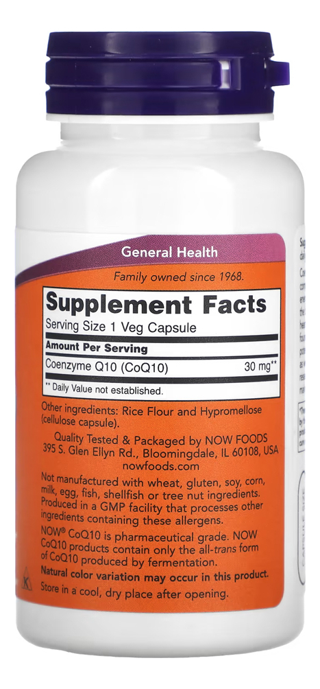 Coenzima Coq10 30mg 60 Veg Caps Importado 2un Now Foods - Imagem 2