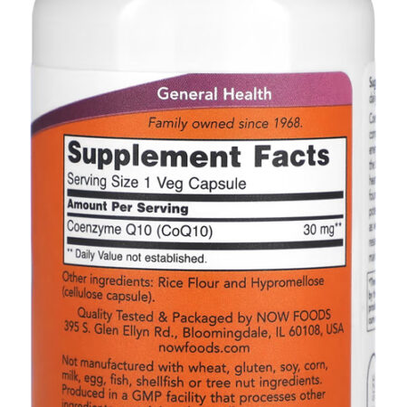 Coenzima Coq10 30mg Now Foods 60 Veg Caps Importado - Imagem 2