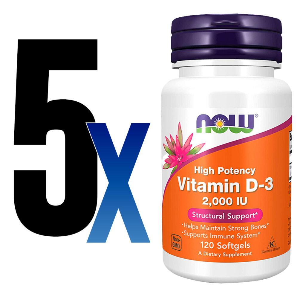 Vitamina D3 2000 Iu Alta Potência Now Foods 120softgls 5un Sabor Sem Sabor - Imagem 2