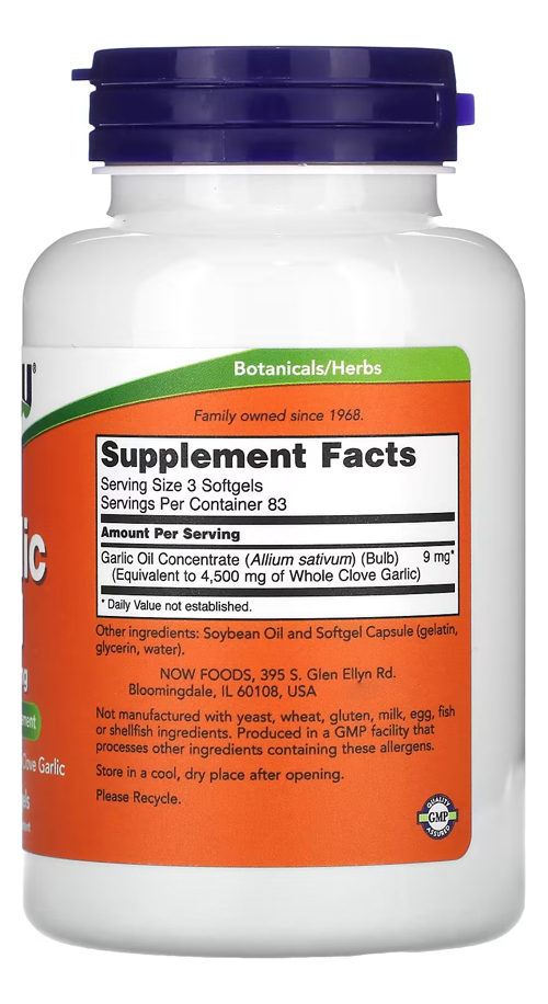 Óleo De Alho 1500mg Now Foods Now Foods Garlic Oil 250solftg - Imagem 2