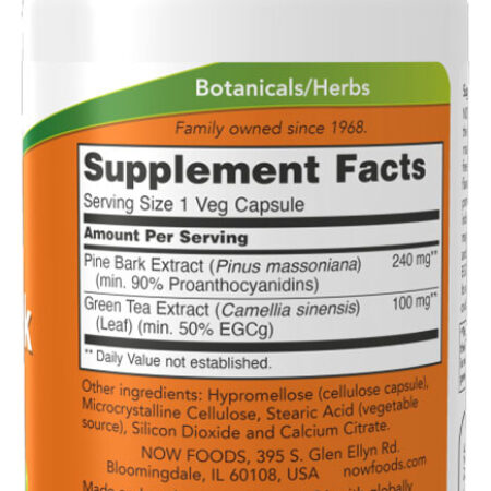 Extrato Casca Pinheiro 240mg Now Foods 90cáps Importado 5un - Imagem 3