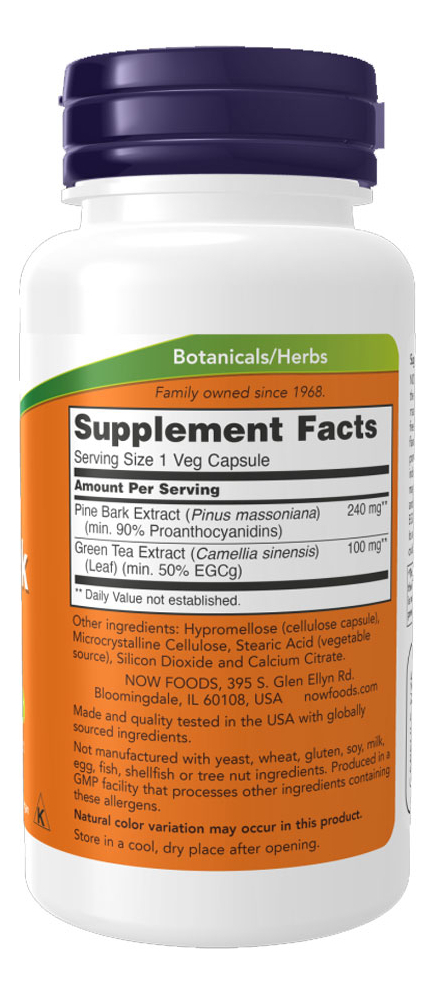Extrato Casca Pinheiro 240mg Now Foods 90cáps Importado 5un - Imagem 3