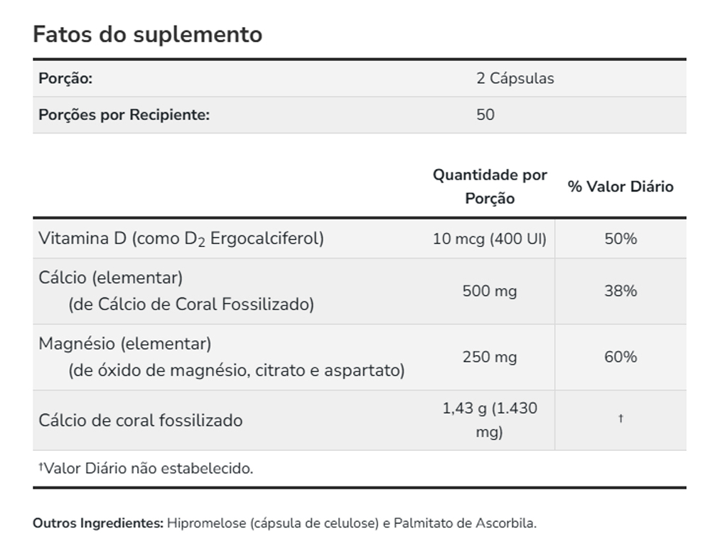 Coral Calcium Plus Now Foods 100 Cápsulas Importado - Imagem 4