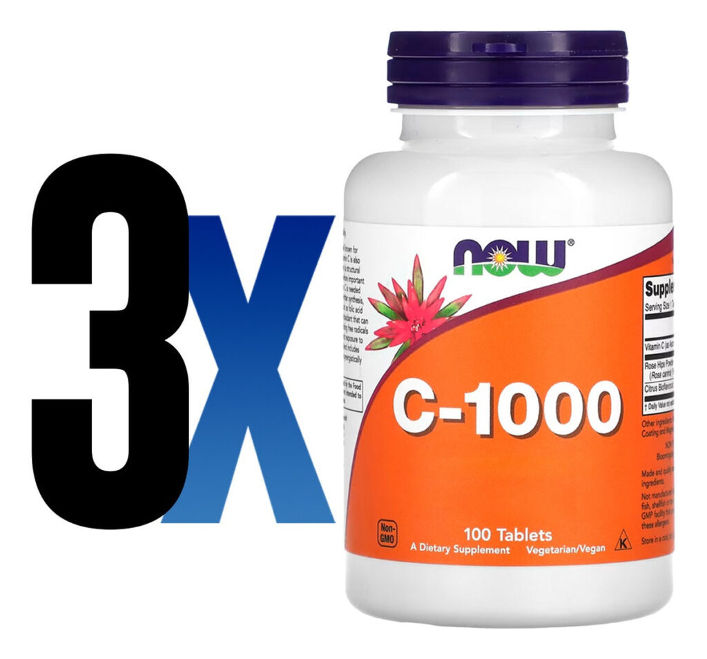 Vitamina C 1000mg+r. Mosqueta 100tab Importado 3un Now Foods - Imagem 2