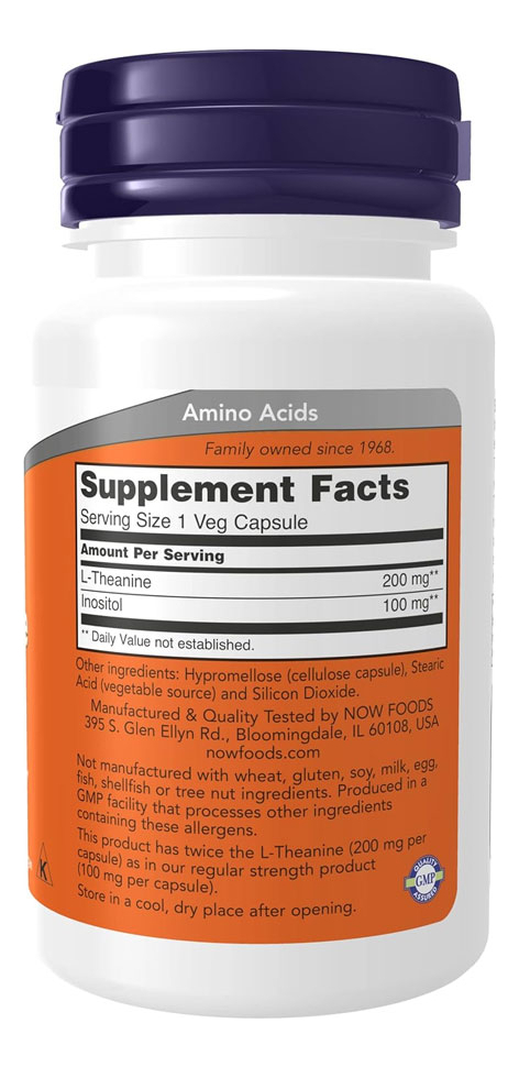 L-teanina 200mg L-theanine 60 Veg Cáps Importado - Imagem 2