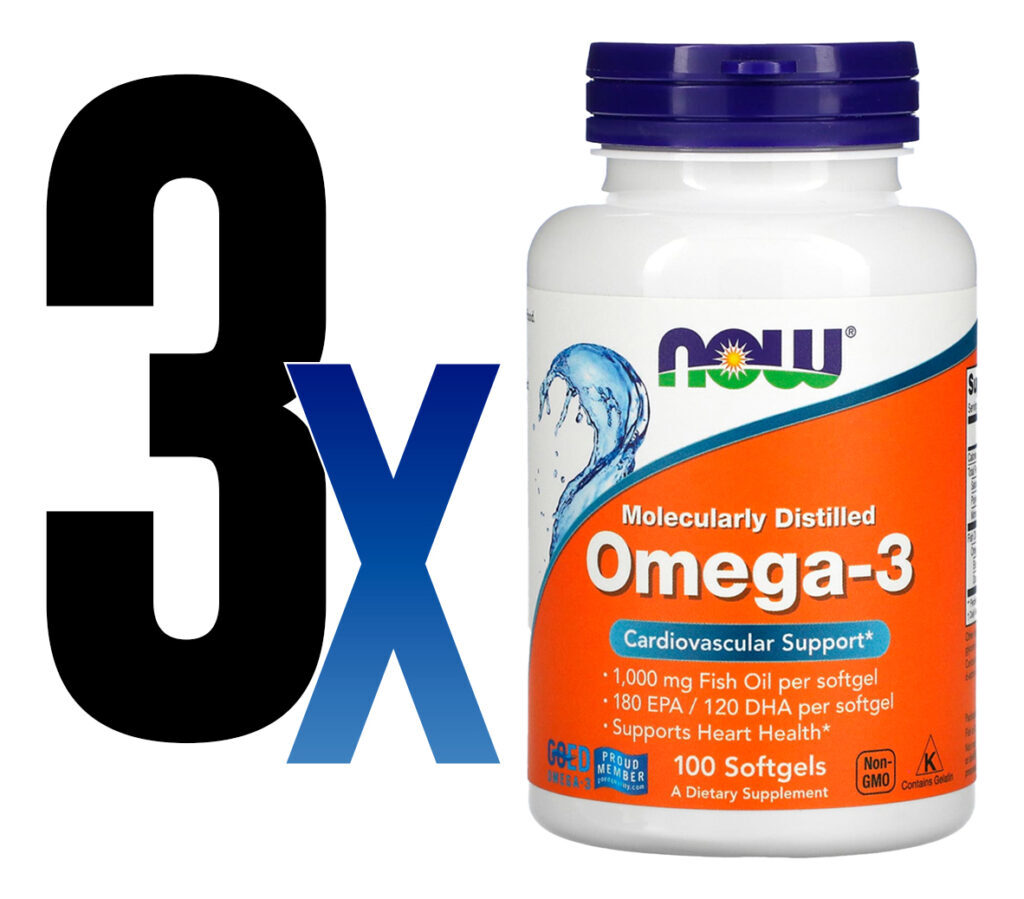 Ômega-3 Molecularmente Destilados Now Foods 100softgels 3un Sabor Sem Sabor - Imagem 3