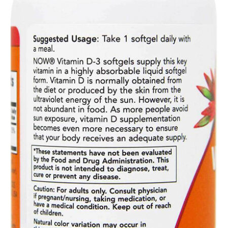 Vitamina D3 Now Foods 180 Softgels + Porta Cápsulas - Imagem 3