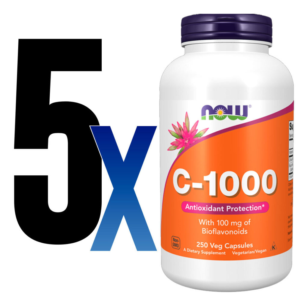 Vitamina C-1000mg Now Foods 100mg Bioflavonóides 250caps 5un - Imagem 2