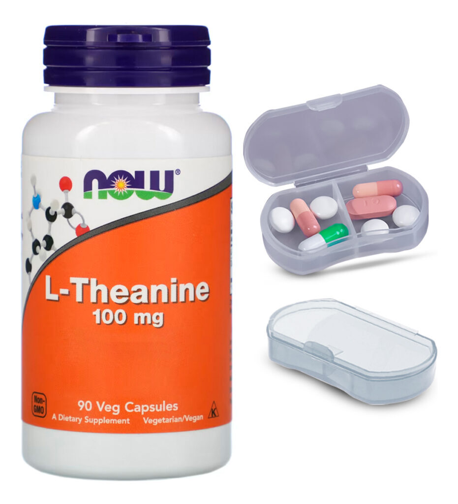 L-theanine Teanina 100mg Now Foods 90 Cáps + Porta Cápsulas
