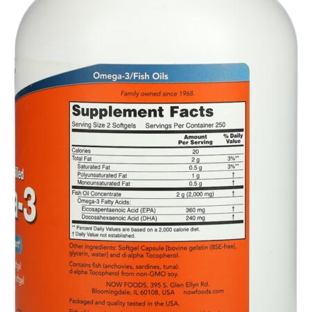 Ômega-3 Molecularmente Destilado 500soft 5un Now Foods - Imagem 3